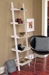 Device Bas with BROWN ART SHOPPEE Engineered Wood Brown Arts Shoppee Ladder Shape 5 Tier Designer Book Case Wall Shelf Home Decoration For Living Room (White-New)