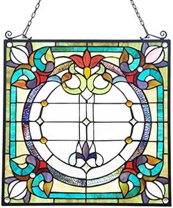 COTOSS Stained Glass Window Hangings Gorgerous Victorian Tiffany Glass Window Panel Suncatchers for Home Decor 19.6" Wide by 20.6" Height