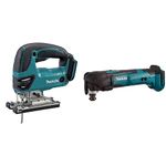 Makita DJV180Z 18 V Cordless Body Only Li-ion Jigsaw, Small & DTM51Z Multi-Tool, 18 V,Blue