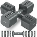Amonax Adjustable Dumbbells Set, 1kg/2kg/3kg/4kg/5kg Dumbbell Pair, 4-in-1 and 5-in-1 Weights Dumbbells Set Women Men, Free Weights for Home Gym (Grey, 5kg x 2)