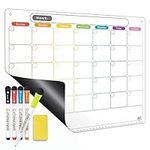 Mag-Fancy Dry Erase Calendar Magnetic Board - Monthly Planner Dry Erase Boards Fridge Calendar Whiteboard with Thickened Magnet - with Fine Point Markers & Eraser & Holes for Wall Hanging