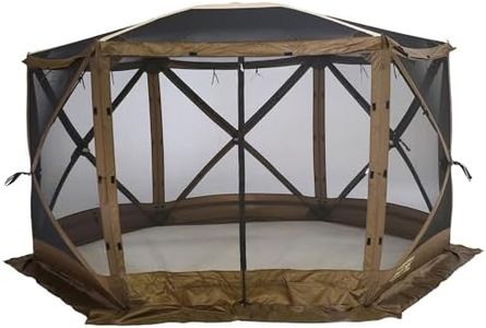 CLAM Quick-Set Escape Sky Camper 11.5’ x 11.5’ Pop-Up Outdoor Gazebo Instant Screen Tent 6-Sided Canopy Shelter w/Ground Stakes & Carry Bag, Brown