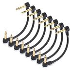 Cable Matters 8-Pack Braided 15cm 6.35mm Guitar Patch Cable (Guitar Effect Pedal Cables) with Gold-Plated Connectors in Black