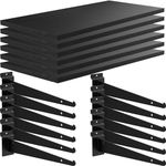 Tcevily 6 Pack Wooden Slatwall Shelf, 24" x 12" Slat Wall Shelves with Metal Brackets Heavy Duty Slatwall Shelving Organizer Accessories for Home Garage (6, 11.8" x 23.6")