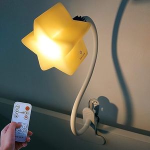 Ergojojo LED Clip On Star Light, Warm & Dimmable Desk Light, Reading Night lamp Newborn Essential for Bedside Bassinet, Nursery Decor, Ideal Baby Gift for Kids Visit The Store