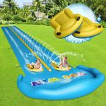 Evoio Water Slide, 32.8ft Inflatable Splash Water Slip with 2 Racing Lanes for Kids Boys Girls Adults, Water Slide Outdoor Water Toys for Backyard Garden