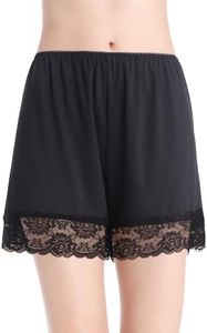 MANCYFIT Pettipants for Women Half Slip Culotte Shorts Split Skirt Lace Snip 4” Inseam Black XX-Large