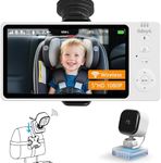 GdoyrL Wireless Baby Car Camera 5”HD 1080P IPS Anti-Glare Screen USB Powered,Temperature Alert, Clear Night Vision & VOX Mode,360° Rotatable Rear Seat Monitor for Baby,Car Backseat,Home,Pets