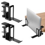 KKUYT Desk Side Storage Organizer for Laptop Clamp-On Desk Shelf, No Drill Under Desk Laptop Mount, Metal Under Desk Organizer Laptop Holder, Hanging Desk Organizer for Office Essentials