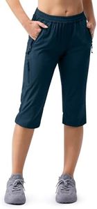33,000ft Women's Golf Capri Pants with Pockets Hiking Joggers Casual Quick Dry UPF 50+ Lightweight Stretch Cargo