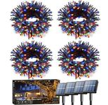 4-Pack Solar String Lights Outdoor Multicolor - 100LED 33FT Solar Christmas Fairy Lights with 8 Modes, Waterproof Outdoor String Lights Solar Patio Lights for Outside Tree Balcony Gazebo Party