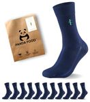 PANDA FOOD 6 Pairs Premium Men's Bamboo Dress Work Socks | Moisture-Wicking, Antibacterial, and Breathable | UK Size 7-11 | Navy Blue