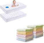 Yoofoss Waterproof Crib Mattress Protector 2 Pack & Luxury Washcloths Towel Set 10 Pack