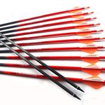 12pcs 100% Pure Carbon Arrow Archery Orange Shaft ID 6.2 mm 31 inches Spine 300/340/400/500/600 Arrows for Archery Recurve Bow Compound Bow Shooting Hunting (Spine 340)