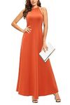 STYLEWORD Womens Summer Flowy Wedding Guest Off Shoulder Fall Maxi Long Dress(Orange Red,XL)