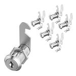 BOZXYE 5 Pack Cabinet Locks with Key, 1-1/8 Inch Cam Lock Keyed Alike, Key Locks for Drawers Secure FilesDesk Tool Box Mailbox RV Camper Door, Zinc Alloy