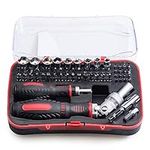 61pc Ratchet Screwdriver Sets, JENABOM Precision Magnetic Screwdriver Bit Set with Ratchet Handle, Repair Tool Kits with Torx & Small Multi Bits, Impact Screwdriver Bit Set in a Storage Case