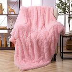 Faux Fur Throw Blanket, Super Soft Lightweight Shaggy Fuzzy Blanket Warm Cozy Plush Fluffy Decorative Blanket for Couch,Bed, Chair(60"x80", Pink)