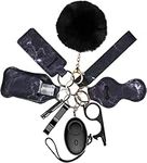 Newest Safety Personal Alarm for Women Kids, OQIMAX 10 PCS Loud Safety Keychain Set with Sound Safe Personal Alarm, LED Flashlight, No Touch Door Opener, Whistle, Security Personal Alarm (Black)