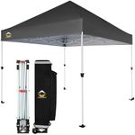 CROWN SHADES 10x10 Heavy Duty Canopy - Premium Pop Up Canopy Tent - Extra Sun Shade Protection with 400D Strength Oxford Fabric - Great for Trade Shows, Events, Tailgates & Commercial Use, Gray