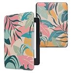 kwmobile Case Compatible with Amazon Kindle Paperwhite Case - eReader Cover - Tropical Jungle Pink/Yellow/Green