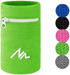 NEWZILL Wrist Wallet (Wristband) with Zipper - for Running, Walking, Basketball, Tennis, Hiking, Cross-Fit and More (Green-L)