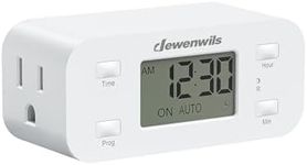 DEWENWILS 24 Hour Programmable Digital Timer Outlet, Timers for Electrical Outlets, Light Timer for Indoor Lamp Fan Aquarium, 1 Grounded Outlet, 125V/15A/1000W, 3 Prong, 1/2 HP, 1 Pack