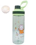 Toyshine Easy Carry Tritan Kids Water Bottle With Stainer, Spill Proof, BPA Free Water Bottle for Kids School - Featuring Soft Easy Grip - Children's Drinkware - 550 ML - GREEN