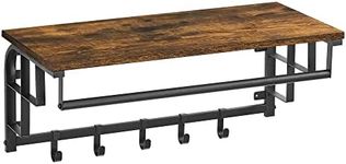 VASAGLE Wall-Mounted Coat Rack,Rustic Brown and Black ULCR12BX