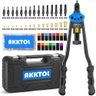 AKKTOL Rivet Nut Tool kit, 16" Rivnut Tool Kit with 15 Metric and SAE Mandrels, 125-PCS Rivet Nut Assortment Kit, Rugged Carrying Case, Ideal for Sheet Metal & Automotive Work