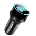 Ronnaquetta Car Charger Voltage Display Phone Car Charger Wide Voltage Input 2 Ports USB Car Charger Fast Charge Cigarette Lighter USB Charger Car Charger Adapter Compatible with Cars Phones and Pad