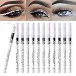 White Eyeliner Pencil Highlighter Makeup Stick 12pcs Matte Eye Liner Eyebrow Hair Barber Pencil Waterline Prime Professional Long Lasting Eye Bighten Eyeshadow Waterproof Beauty Liner Under Eye Tools