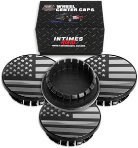 InTimesAuto 59MM 2.3 Inch Wheel Center Caps Rim Wheel Center Hub Caps, Pack of 4 Gloss Black with American Flag