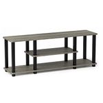 Furinno 18027GYW/BK Turn-S Entertainment TV Stand with Square Tube, French Oak Grey/Black