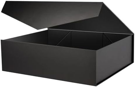MALICPLUS Extra Large Gift Box 41.4x36x12.7 CM, Extra Large Gift Box with Lid, Gift Box for Clothes and Large Gifts (Matte Black with Grain Texture)