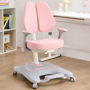 Kids Desk Chair, Height-Adjustable with Double Back Support, Mesh Ergonomic Design, Multifunctional for Study, Work & Dining – Ideal for Boys & Girls' Bedrooms & Schools (Pink)