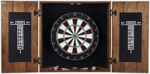 Hathaway Drifter Solid Wood Dartboard & Cabinet Set, Rustic Oak, 6" L W x 25" H