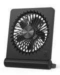 BIVBTP Desk Fan, USB Desk Fan With 2000mAh Rechargeable Battery,Powerful Super-Thin Small Table Fan, Electric Fans Cooling Quiet For Bedroom, Office, Outdoor, Traval-Black