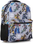 Transformers Optimus Prime Allover Backpack - Optimus, Prime, Megatron and Bumblebee - Transformers School Bookbag, Grey, One Size, Modern