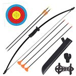 Recurve Bow and Arrow Set Archery with Quiver Target Finger Tab Armguard Outdoor Youth Children Junior Beginner Longbow Training