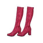 Gizelle Womens Fancy Dress Party GOGO Boots 1960s & 1970s Retro Glitter Dancer Womens Costume Heels Shoes Boots (Fuchsia Glitter, uk_footwear_size_system, adult, women, numeric, medium, numeric_3)