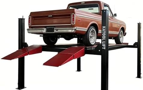 KATOOL KT-4M110PA 11,000 Lbs 110V (220V Optional) 4 Post Lift Alignment Commercial with 7000Lbs Rolling Jack Heavy Duty Four Post Car Lift,84.5 Lift Height Pneumatic Unlocking Fit for Repair Shop