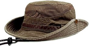 THENICE Unisex Cotton Sun Cap Outdoor Bucket Mesh Boonie Hat (S01-Coffee)