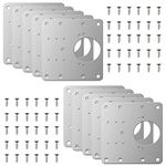 10 Pcs Hinge Repair Plate, Hinge Repair kit for Kitchen Cupboard Cabinets Stainless Steel Door Hinge Mounting Plate Kit with Holes Door Hinge Repair Plate with 60 Pcs Screws