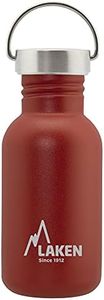 LAKEN Botella de Agua de Acero Inoxidable (0,50L - Rojo) con Tapón Vintage - Reutilizable y Sostenible para Niños y Adultos: Ideal para Deporte, Escuela, Café