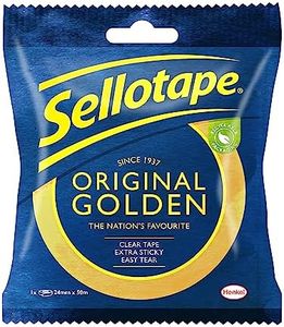 Sellotape Original Golden, Multi-Purpose Clear Tape for Household Objects, Clear Packing Tape for Sticking Envelopes or Cards, Easy to Use Packaging Tape, 24mmx50m