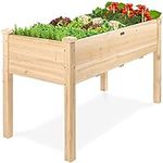 Best Choice Products 48x24x30in Raised Garden Bed, Elevated Wood Planter Box Stand for Backyard, Patio, Balcony w/Bed Liner, 200lb Capacity - Natural
