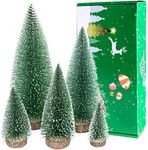 Bottle Brush Trees Mini Christmas Trees Decor Miniature Christmas Tree Small Desktop Artificial Pine Tree Sisal Christmas Trees with Snow for Tabletop Bedroom Decorations Crafts