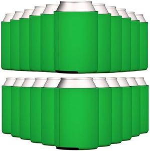 TahoeBay Blank Beer Can Cooler Sleeves (25-Pack) Bulk Sublimation Blanks for Vinyl Plain Collapsible Foam Can Sleeves Coolers for Soda Cans & Bottles Black White Assorted Solid Color (Kelly Green)