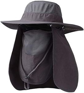 Fishing Hat,Sun Cap with UPF 50+ Sun Protection and Neck Flap,for Man and Women Dark Gray